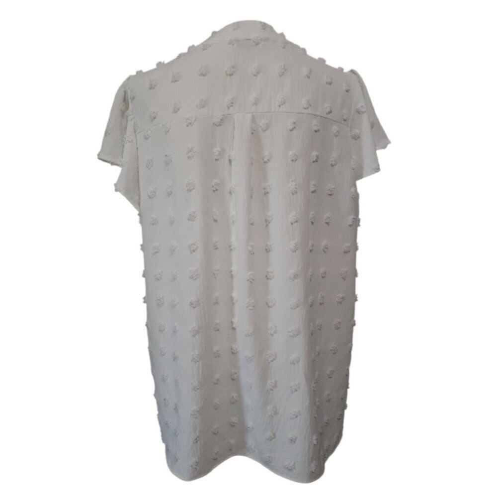 Fantaslook White Blouse V Neck Ruffle Sleeve Women's Large - Picture 3 of 6